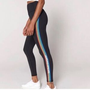 Spiritual Gangster Black Leggings with Rainbow Sz L